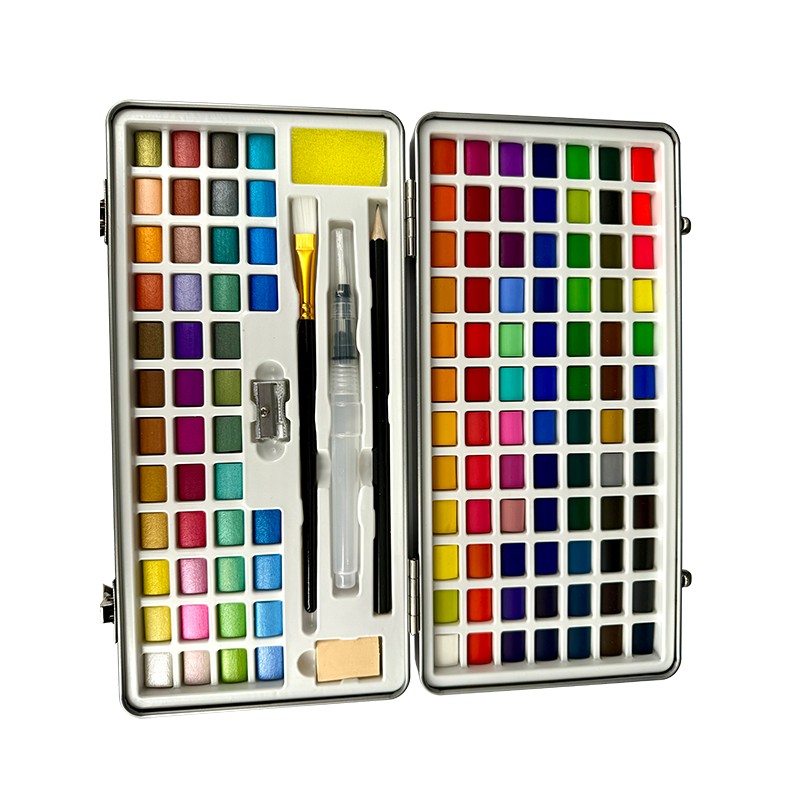 Το σετ 128 Colors Watercolor Paint περιλαμβάνει Μεταλλικό
